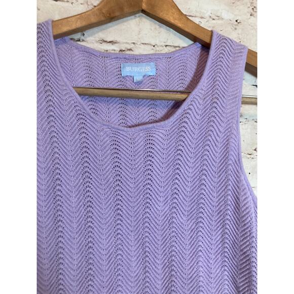 Burgess Top Women Large Silk Blend Lavender Open Knit Beachy Coquette Soft Girl - Picture 11 of 11
